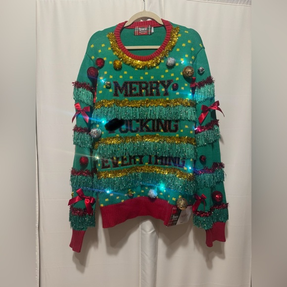 Spencer's Sweaters - Ultimate Tacky Light-Up Ugly Christmas Sweater Tree NWT 2X